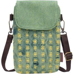 Women Green Handmade Cute Cross Body Phone Purse with Adjustable Shoulder Strap
